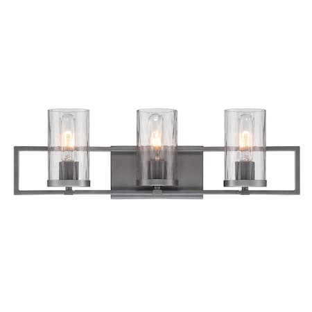 Designers Fountain Elements 24in 3-Light Chrome Industrial Indoor Vanity Light with Clear Rain Glass Shades 86503-CHA